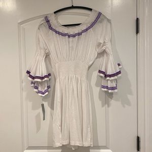 White off the shoulder dress with flow sleeves